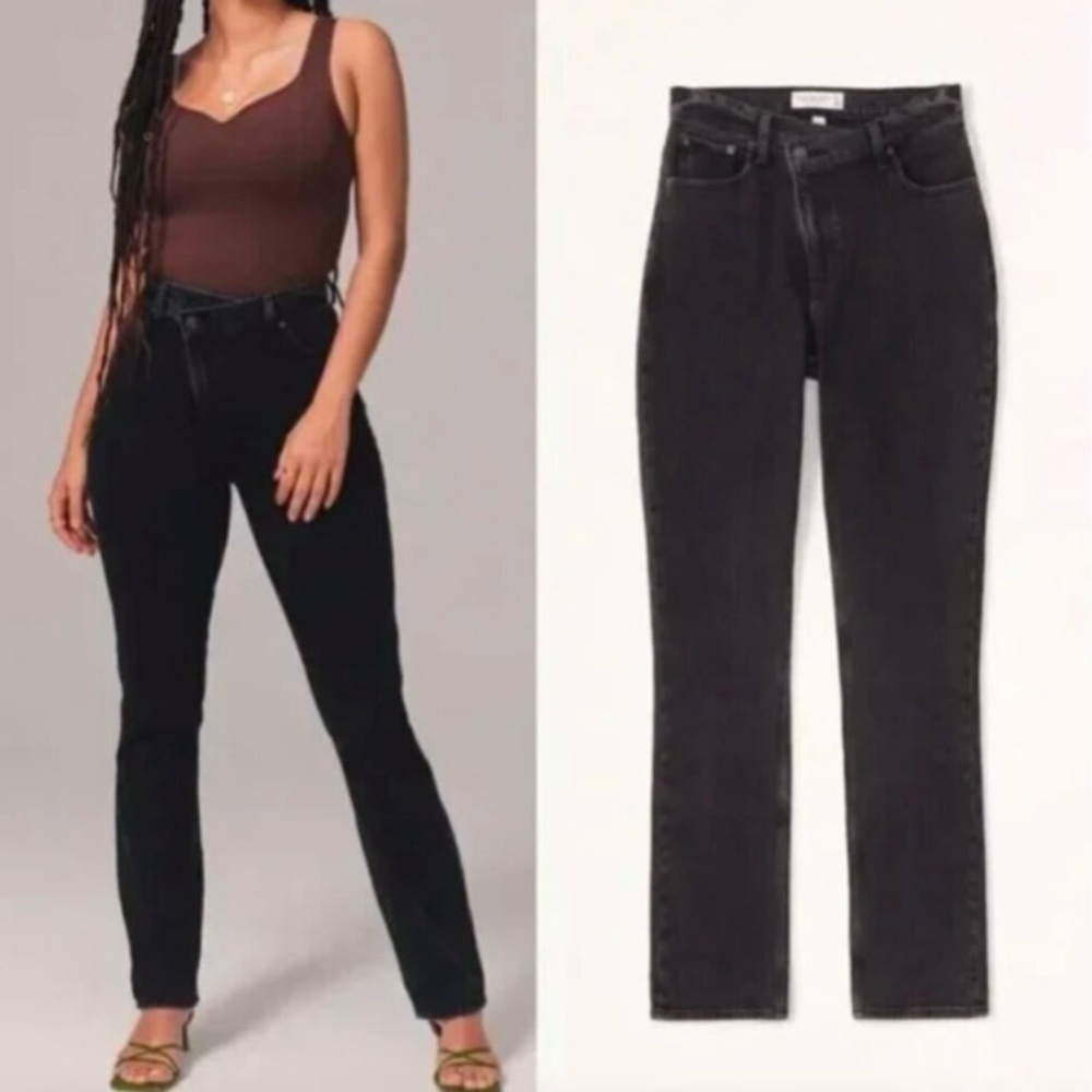 Abercrombie & Fitch Curve Love 90's Slim Straight Ultra High Rise Black Jeans 26